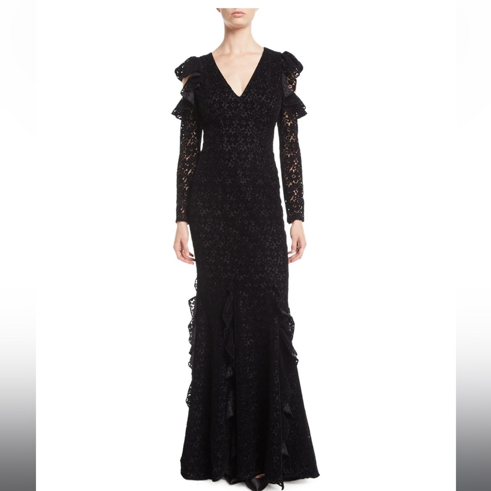 Zac Posen Carola Lace Gown w/ Cold Shoulders